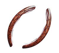 LSGGTIM Lot de 2 housses de volant de voiture, 37 à 39 cm, avec grain de bois, poignée antidérapante, universelle, en polyuréthane, pour tout terrain