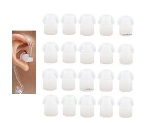Lsgoodcare Coque en caoutchouc de silicone de remplacement Embouts supplémentaires Earbud pour Motorola kenwood Icom Yaesu Baofeng HYT Midland radio surveillance Tube acoustique Oreillette white-20pcs