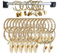 Lsgoodcare Lot de 30 clips de rideaux ouvrables avec anneaux dorés de 5,1 cm, clips décoratifs en métal robuste, anneaux ouverts pour draperie