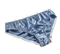 LSHARON Culotte sexy 100% soie de mûrier pour femme - Bleu - X-Large