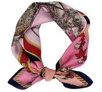 LSHARON SILK Écharpe 100 % soie de mûrier pour femme, imprimé graphique, 53 x 53 cm, #10, taille unique