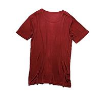 LSHARON T-shirt à manches courtes pour homme 100 % soie de mûrier - Rouge - Small