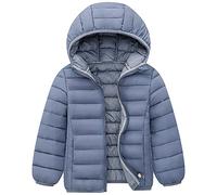 LSHDCER Doudoune Enfant Courte Veste Matelassée en Coton de Couleur Unie Manteau Hiver à Capuche à Manches Longues pour Garçon Fille,Gris Clair,150/8-9 Ans