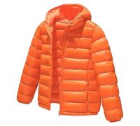 LSHDCER Doudoune Enfant Unisexe Ultra Légère Veste Fille en Duvet à Capuche Détachable Manteau Blouson Garçon Chaud pour Automne Hiver, Orange, 160/12-13 Ans
