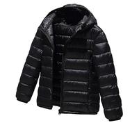 LSHDCER Doudoune Enfant Unisexe Ultra Légère Veste Fille en Duvet à Capuche Détachable Manteau Blouson Garçon Chaud pour Automne Hiver, Noir, 150/10-11 Ans