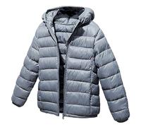 LSHDCER Doudoune Enfant Unisexe Ultra Légère Veste Fille en Duvet à Capuche Détachable Manteau Blouson Garçon Chaud pour Automne Hiver, Gris, 160/12-13 Ans