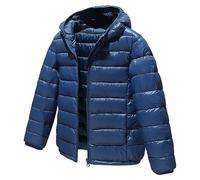 LSHDCER Doudoune Enfant Unisexe Ultra Légère Veste Fille en Duvet à Capuche Détachable Manteau Blouson Garçon Chaud pour Automne Hiver, Bleu Marine, 170/14-15 Ans