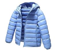 LSHDCER Doudoune Enfant Unisexe Ultra Légère Veste Fille en Duvet à Capuche Détachable Manteau Blouson Garçon Chaud pour Automne Hiver, Bleu Clair, 130/6-7 Ans