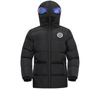 LSHDCER Doudoune Garçon à Capuche avec Lunettes Colorées Coupe-vents Manteau Hiver Enfant Veste Matelassée à Manches Longues, Noir, 140/8-9 Ans