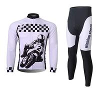 LSHDCER Maillot de Cyclisme Homme Manches Longues + Pantalons à Séchage Rapide Tenue Cyclisme Femme de Velours pour Automne Hiver, Pilote de Course, XL