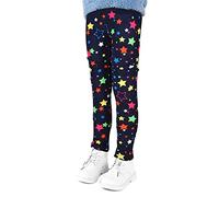 LSHEL Fille Leggings Chaud Pantalon Taille Elastique Automne Hiver Pantalon Épais, Étoile sur Noir, 4-5 Ans