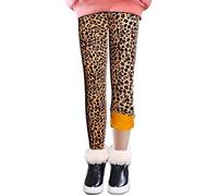 LSHEL Fille Leggings Chaud Pantalon Taille Elastique Automne Hiver Pantalon Épais, léopard, 2-3 Ans