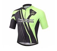 LSHEL Maillot de Cyclisme pour Enfant à Manches Courtes/Shorts Costume de Vélo Séchage Rapide vêtements Course Cycliste, Top,Racing Noir Vert, 13-14ans,160(Stature：150-160cm)