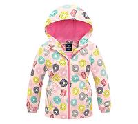 LSHEL Trench Fille Veste Coupe-vent à Capuche Blouson Enfant Manteau Imperméable pour Printemps Automne, Rose Donut, 140/8-9 Ans