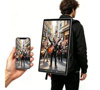 LSHFYV 21,5 Pouces Sac à Dos Écran LCD, Publicité Numérique Portable | Android 9, RK3566, 32 Go, Verrouillage par Mot de Passe, Souris Sans Fil, USB 4 Go pour Foires, Marques et Événements