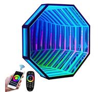 LSHFYV Miroir Infini LED, Lumière De Miroir Infini Octogonale 3D, Télécommande LED Infinity Mur Miroir Cadre avec RVB Multicolore Changement De Couleur Lumière, LED Tunnel Lumière,50cm/19.6in