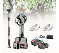 LSHFYV Sécateur électrique sans Fil, Sécateur Portatif De Jardin, Sécateur Rechargeable avec Perche D'extension De 2,1 M, Diamètre De Coupe De 45 MM, écran LCD, Outils De Jardinage sans Fil,2Battery