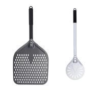 LSHIJI Pelle Pizza Pelle À Pizza Rectangulaire Perforée De 14/13/12 Pouces, Revêtement Dur En Aluminium, Palette Courte(14inch and 7inch Set)