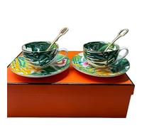 LSHIJI Service à Café Tasse à thé ensemble de 2 tasses café et assiettes en céramique d'art vintage soucoupes meilleurs cadeaux(28)