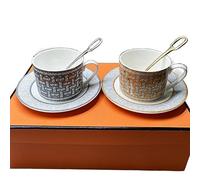 LSHIJI Service à Café Tasse à thé ensemble de 2 tasses café et assiettes en céramique d'art vintage soucoupes meilleurs cadeaux(26)