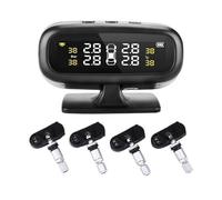 LSHIJI Tpms Système d'alarme de Pression des pneus Voiture Solaire, Affichage Intelligent la température, 4 capteurs, Type Automatique(Internal sensors)