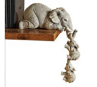 LSHK Lot de 3 figurines d'éléphants à suspendre, mère éléphant et ses bébés, décoration intérieure, brun grisâtre, résine peinte à la main, ensemble de figurines, figurine, Marron