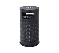 LSHTAR Poubelle cylindrique intérieure extérieure en acier inoxydable avec cendrier, poubelle de conception creuse pour centre commercial d'hôtel
