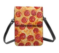 Lsjuee 3d Pizza Pepperoni Belle Tour Paris Bandoulière Téléphone Portable Sacs à Main pour Femmes, Cuir PU Mignon Imprimé Petit Portefeuille de Téléphone Portable