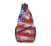 Lsjuee Américain Camo Drapeau Sacs À Bandoulière Femmes Hommes Croix Poitrine Sac Réglable Sling Sac À Dos Sac À Bandoulière Pour Le Cyclisme Voyage Sport Randonnée