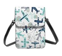 Lsjuee Avion fleur Paris tour Eiffel bandoulière téléphone portable sacs à main pour femmes, cuir PU mignon imprimé petit téléphone portable portefeuille