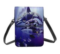 Lsjuee Baleines Belle Tour Paris Bandoulière Téléphone Portable Sacs à Main pour Femmes, Cuir PU Mignon Imprimé Petit Portefeuille de Téléphone Portable