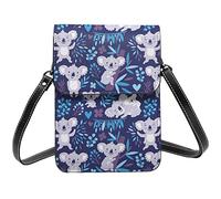 Lsjuee Belle Koala Fleur Paris Tour Eiffel Crossbody Sacs à main pour téléphone portable pour femme, Cuir PU Mignon Imprimé Petit portefeuille pour téléphone portable