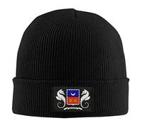Lsjuee Blason de Mayotte Bonnet tricoté Noir pour Unisexe-Hiver Chaud Extensible à Revers Bonnet Chapeaux pour Hommes Femmes