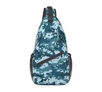 Lsjuee Bleu Pixel Camo sacs à bandoulière femmes hommes croix poitrine sac réglable fronde sac à dos sac à bandoulière pour cyclisme voyage Sport randonnée