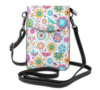 Lsjuee Blooming Plant Pattern Crossbody Cell Phone Purse Women Pu Crossbody Bag Small Crossbody Wallet Purse Shoulder Bag