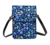 Lsjuee Carreaux bleus sans couture mosaïque sac à bandoulière bandoulière téléphone portable sac à main femmes Pu petit bandoulière portefeuille sac à main sac à bandoulière
