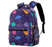Lsjuee Cartoon Kids Play UFO Planets Pattern Backapck, élé sac à dos pour ordinateur portable, sac pour ordinateur portable pour ordinateur portable 14 pouces