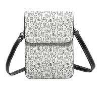 Lsjuee Chats rayures noir blanc plus grand sac à bandoulière bandoulière téléphone portable sac à main femmes Pu petit bandoulière portefeuille sac à main sac à bandoulière
