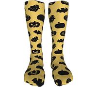 Lsjuee Chaussettes hautes de cuisse Happy Halloween Chaussettes de compression au-dessus du genou Chaussettes hautes longues pour femmes hommes Noël Halloween