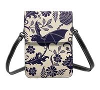 Lsjuee Chauve-souris impression fleur Paris tour Eiffel bandoulière téléphone portable sacs à main pour femmes, cuir PU mignon imprimé petit téléphone portable portefeuille