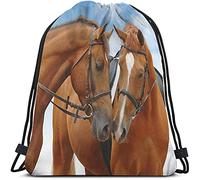 Lsjuee Cheval Sacs à cordon Marron Chevaux Animal Couleur Vive Bande Noire Cool Portrait Sauvage Amour Sport pour Hommes Femmes