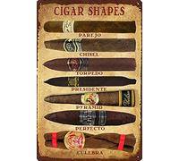 Lsjuee Cigar Knowledge Metal Tin Sign 8x12 Inch Vintage Home Office Poster Bar Pub Cafe Plaque décorative Home Decor Cigar Decor Men Signs