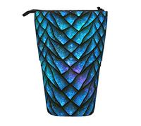 Lsjuee Cool Dragon Scale Impression 3D Trousse à Crayons, Pochette à Crayons Debout, Pochette télescopique pour stylos de Papeterie, Sac à Crayons Debout avec Fermeture à glissière