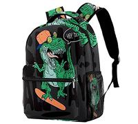 Lsjuee Cool Skateboard Dinosaur Pattern Backpack, 15 Pouces Élé College School Backpack, Casual Daypack for Women/Girls/Business/Voyage