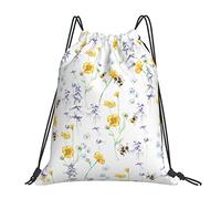 Lsjuee Cordon sac à dos printemps fleur bourdon ficelle sac de Sport tirer Cinch sac à dos pour hommes femmes Sport Yoga voyage natation