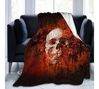 Lsjuee Crâne en Enfer Couverture de Jet Effrayant Halloween couvertures légères et Douces Couverture en Flanelle Confortable pour canapé lit Bureau 50 "x 40"