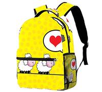 Lsjuee Cute Animal Sheep Love Story School Backapck, élé sac à dos pour ordinateur portable pour femmes filles, enseignant sac à dos pour ordinateur portable 15 pouces