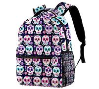 Lsjuee Day Of The Dead Skulls Pattern Travel Laptop Backpack for Women Men, College School Bookbag Large Backpack Casual Daypack