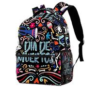 Lsjuee Day Of The Dead Sugar Skull Bones Sac à dos, 15 pouces élé sac à dos d'école universitaire, pour ordinateur portable pour femmes/filles/affaires/voyage