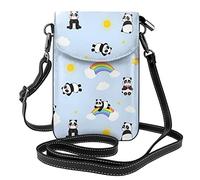 Lsjuee Dessin animé Panda, arc-en-ciel et soleil bandoulière téléphone portable sac à main femmes Pu sac à bandoulière petit bandoulière portefeuille sac à main sac à bandoulière